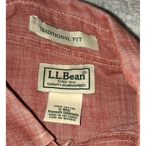 RED BUTTON DOWN SHIRT SZ S REG L.L. BEAN BURNT RED TRADITIONAL FIT COTTON MENS - Picture 3 of 5